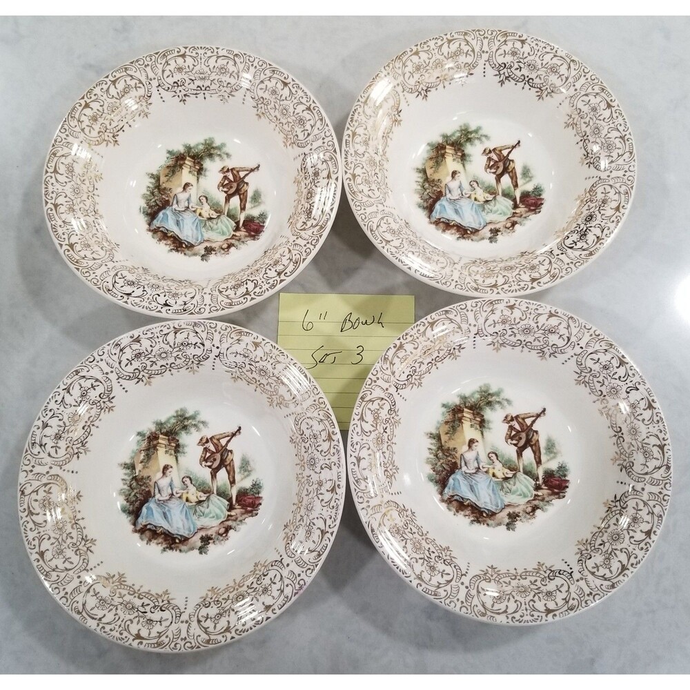 American Limoges 6" cereal Bowls – Triumph China d’Or – 22K Gold – Set of 4 vtg